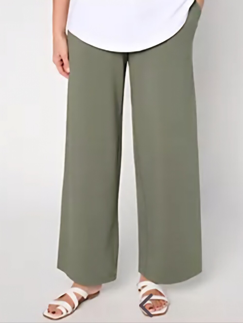 Relaxed Wide-Leg Women's Pants in Olive